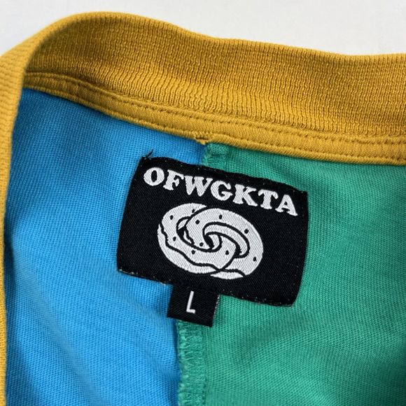 Odd Future OFWGKTA Blue Green Yellow Long Sleeve T-Shirt Size Large FLAW - Picture 9 of 14